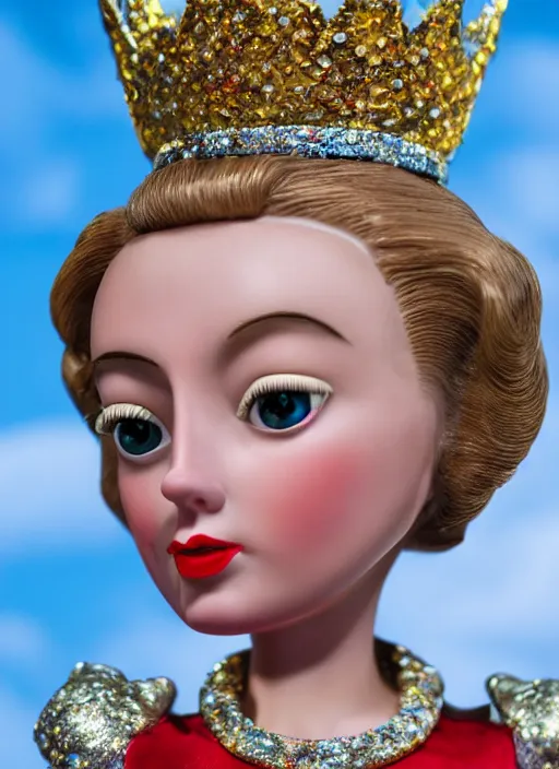 Image similar to closeup face profile portrait of tin toy grace kelly as a fairytale princess wearing a crown eating cakes, bikini, depth of field, zeiss lens, detailed, symmetrical, centered, fashion photoshoot, by nicoletta ceccoli, mark ryden, lostfish, breathtaking, 8 k resolution, extremely detailed, beautiful, establishing shot, artistic, hyperrealistic, octane render