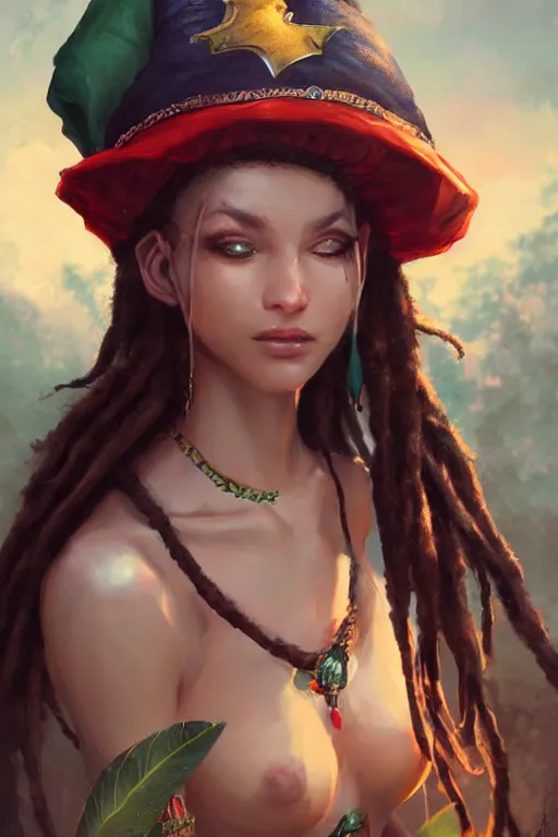 Prompt: A Rastafarian Elf woman by WLOP, greg rutkowski and ross tran