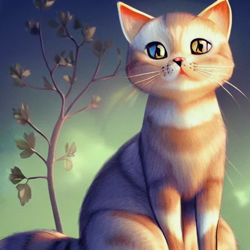 Image similar to kawaii greystriped cat looking cute, disney style, concept art, highly artstation, detailed, cartoon