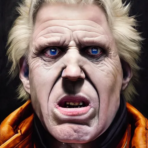 Image similar to hyperrealistic mixed media high resolution painting of Gary Busey Emperor Palpatine, stunning 3d render inspired art by Jamie Salmon and WForrest and Greg Rutkowski, perfect facial symmetry, dim volumetric lighting, 8k octane beautifully detailed render, full body shot, post-processing, extremely hyper-detailed, intricate, epic composition, highly detailed attributes, highly detailed atmosphere, cinematic lighting, masterpiece, trending on artstation, very very detailed, masterpiece, stunning, flawless completion, lifelike texture, perfection,