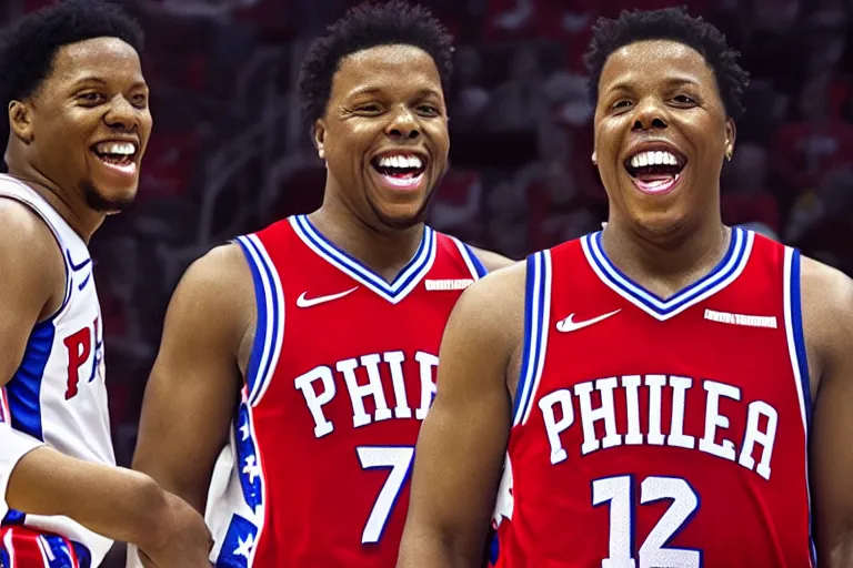 Prompt: Kyle Lowry laughing at 76ers fans, cinematic, highly detailed, 4k