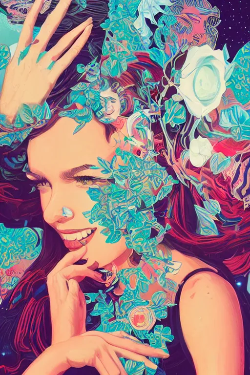 Image similar to a girl smiling, Tristan Eaton, victo ngai, artgerm, RHADS, ross draws