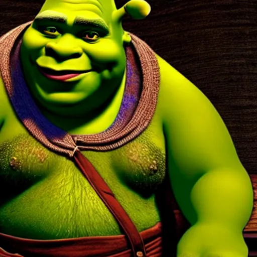 Prompt: shrek as a rich man