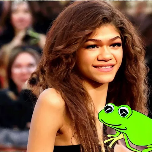 Prompt: zendaya as a frog,