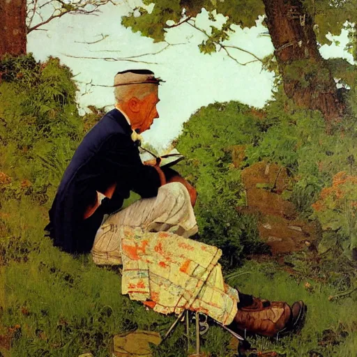 Image similar to a portrait of a character in a scenic environment by norman rockwell