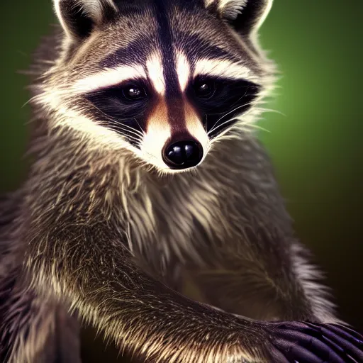 Image similar to a hyperrealistic octane render of a raccoon with a dslr camera for an eye, photorealism, unreal engine, dramatic lighting, volumetric lighting, uplighting