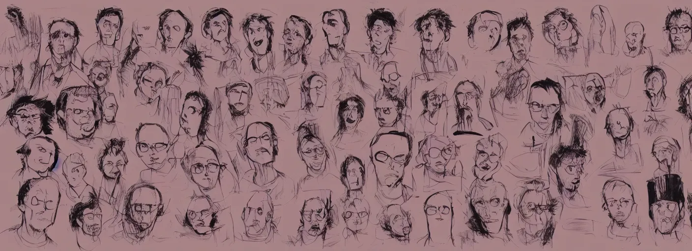 Image similar to character study of todd solondz tripping on lsd, clear faces, screenwriter, introvert, panic, emotional, character sheet, fine details, concept design, contrast, by gabriel hardman, joe alves, j. todd anderson, chris bonura, trending on artstation, 8 k, full body and head, turnaround, front view, back view, ultra wide angle