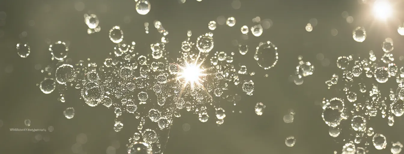 Image similar to an intricate microscopic macro photograph of a magical dew-drop suspended in a sunbeam, bokeh, Sony E 30mm f/3.5