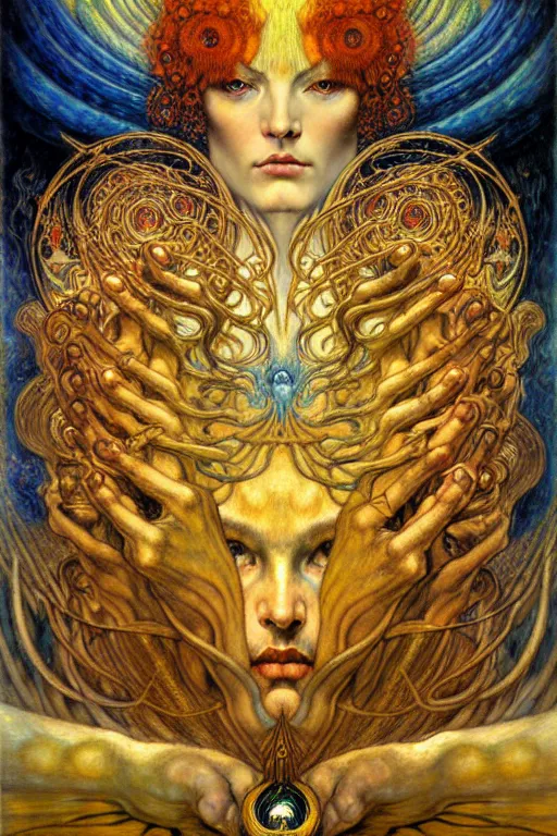 Image similar to Divine Chaos Engine by Karol Bak, Jean Delville, William Blake, Gustav Klimt, and Vincent Van Gogh, symbolist, visionary