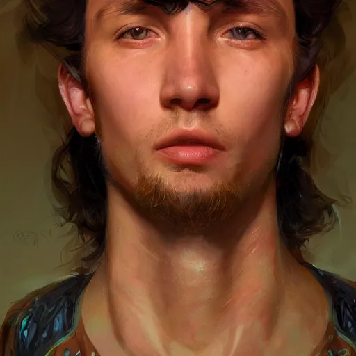 Prompt: the young latin goy as a realistic science fiction character, closeup portrait art by donato giancola and greg rutkowski and daniel dos santos, realistic face, digital art, trending on artstation