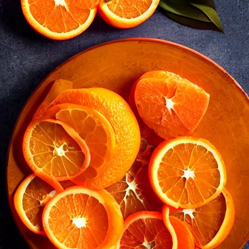 Image similar to a plate of sliced oranges, orange slices, 4 k photography