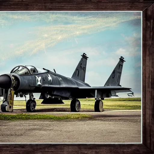 Image similar to broken and abandoned Military Jets on a tarmac, gothic art, color, highly detailed