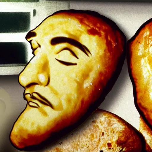 Image similar to al capone as a calzone being turned into a calzone as a calzone but still with the face of al capone being baked in an oven as a calzone, realistic, hyperrealistic, ultra realistic, real, real world, highly detailed, very detailed, extremely detailed, intricate details, 8 k resolution, hd quality