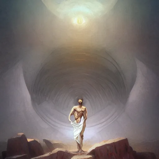 Image similar to Greek god, psychedelic art, fullbody, artstation, dark fantasy, concept art, smooth, sharp focus, illustration, art by greg rutkowski and orientalism and bouguereau and Zdzislaw Beksinski, good clear quality, lighting, biology, symmetrical artwork, perfect face, 135 mm, cinematic, hyper realism, high detail, octane render, 8k, chrome accents