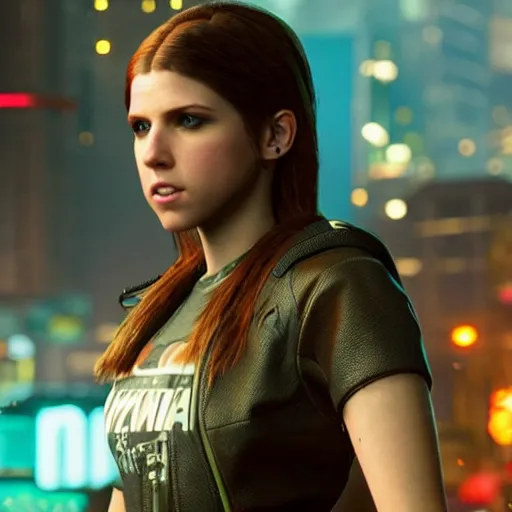 Image similar to anna kendrick in cyberpunk 2 0 7 7, unreal engine 5 4 k, hyperdetailed photorealism