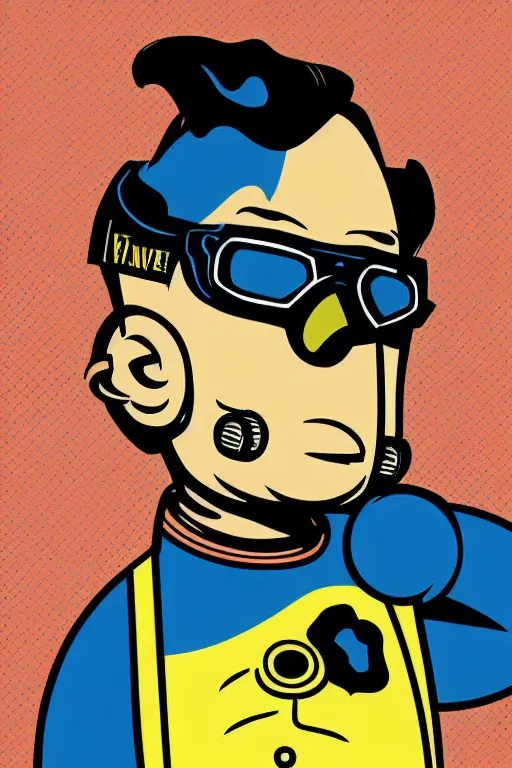 Image similar to fallout 7 6 retro futurist illustration art by butcher billy, sticker, colorful, illustration, highly detailed, simple, smooth and clean vector curves, no jagged lines, vector art, smooth andy warhol style