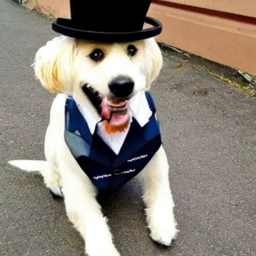 Image similar to funny looking dog wearing a top hat