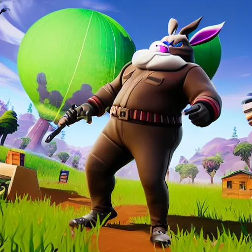 Prompt: the big chungus as a fortnite character