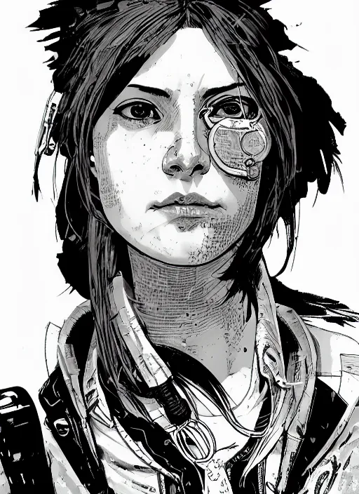 Prompt: cyberpunk bartender. portrait by ashley wood and alphonse mucha and laurie greasley and josan gonzalez and james gurney. spliner cell, apex legends, rb 6 s, hl 2, d & d, cyberpunk 2 0 7 7. realistic face. vivid color. dystopian setting.