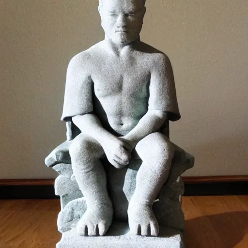 Prompt: thinker statue sitting on throne from games of throne