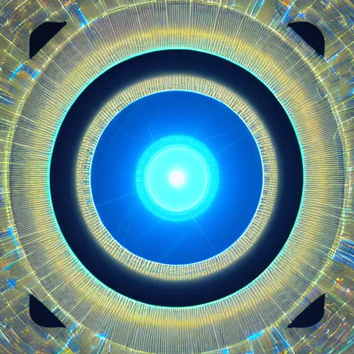 Image similar to blue circular hologram, sci - fi, ai