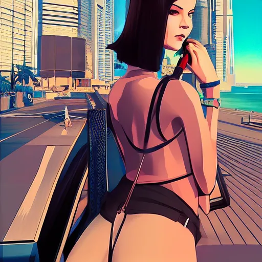 Image similar to gta : dubai, by ilya kuvshinov