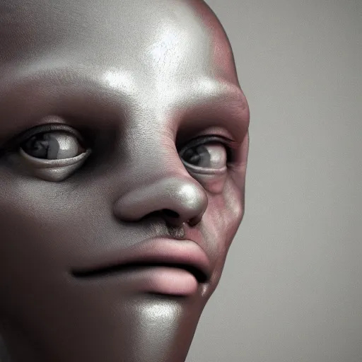 Image similar to 3 d render melted humanoid, sculpture, chrometype, liquid metal, neotribal, raytraced, volumetric lightning, 8 k by wlop, innate studio h - 1 0 0 0 w - 1 0 0 0