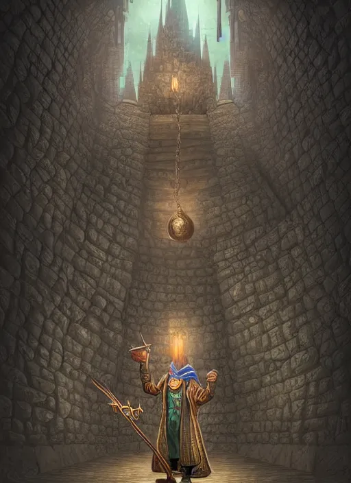 Image similar to highly detailed, hyper realistic wizard with a dungeon background by studio muti