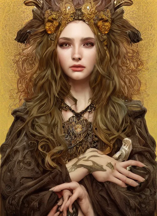 Image similar to a photograpic portrait of a anthropomorphic norse mythology mimosa wearing furry clothes, fantasy, intricate, elegant, highly detailed, digital painting, artstation, concept art, smooth, sharp focus, illustration, art by artgerm and H R Giger and alphonse mucha