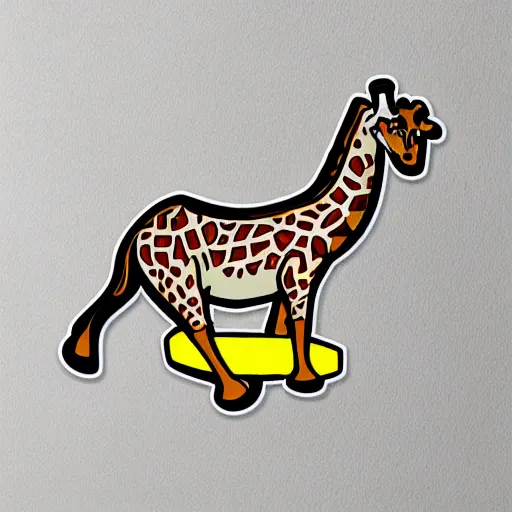 Image similar to giraffe skateboarding sticker