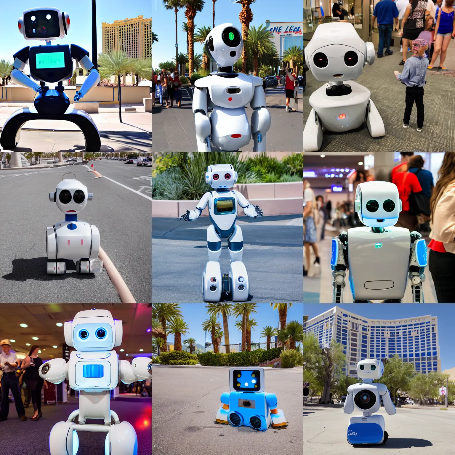 Prompt: LAS VEGAS, NV JUNE 7 2026: One of the cutest self-aware robots to emerge from the friendly-future-technology-portal