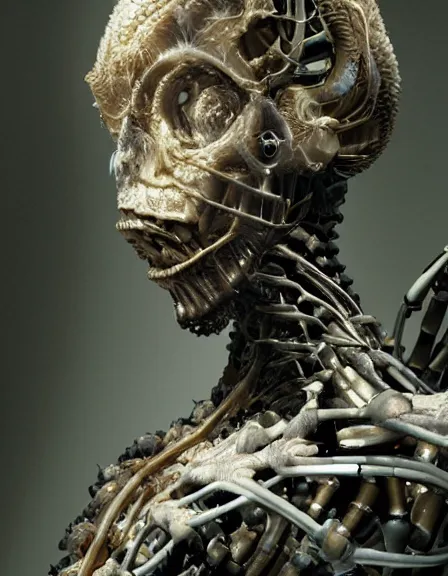 Image similar to still frame from Prometheus movie by Makoto Aida, biomechanical dryad by Iris van Herpen painted by Caravaggio and by Yoshitaka Amano by Yumihiko Amano by Makoto Aida