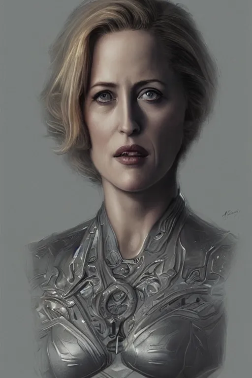 Image similar to young Gillian Anderson as a ruggedly handsome heroine, intricate, elegant, highly detailed, centered, digital painting, artstation, concept art, smooth, sharp focus, illustration, art by artgerm and donato giancola and Joseph Christian Leyendecker, Ross Tran, WLOP