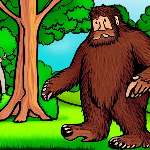 Prompt: god and bigfoot playing hide and seek with each other