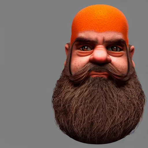 Image similar to portrait of a small dwarf with an large orange beard, muscular build, tough, highly detailed, ultra realistic, trending on artstation, photo, medieval, fantasy