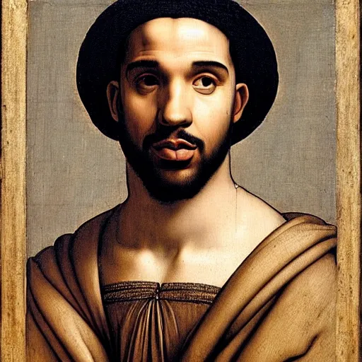 Image similar to a portrait of drake by leonardo da vinci