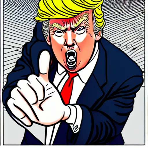 Prompt: donald trump pointing to someone, hyper detailed, in the style of junji ito and and junji ito and junji ito, selfie