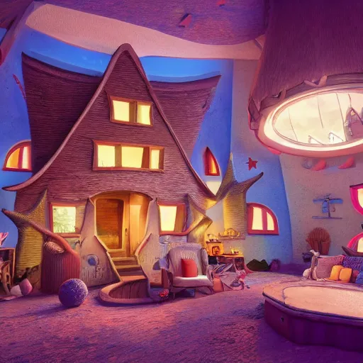 Image similar to the inside of Patrick Star’s house, photorealistic, 4k