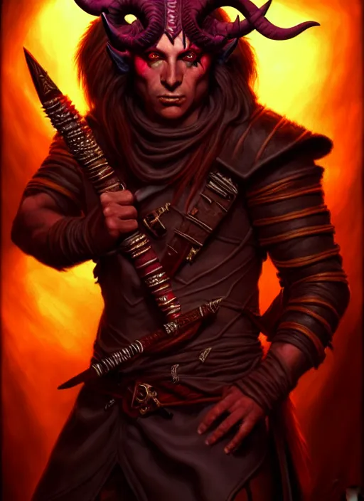 Prompt: tiefling bard, full body, hyper realistic, extremely detailed, dnd character art portrait, dark fantasy art, intricate fantasy painting, dramatic lighting, vivid colors, deviantart, artstation, by jeff easley.