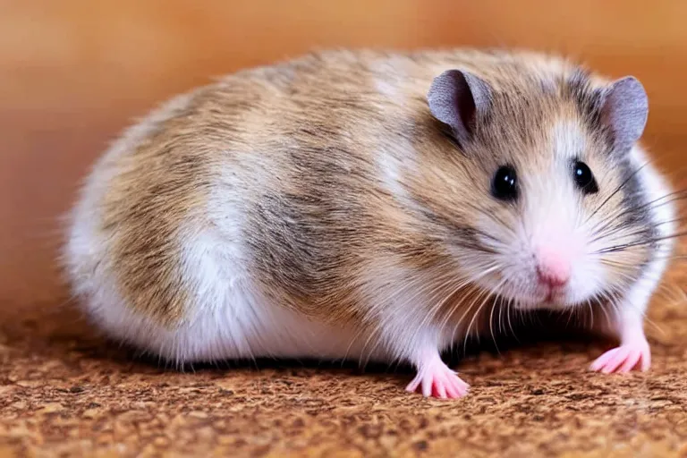 Image similar to a cute baby hamster, with whole body in a giant shoe, only head left visible