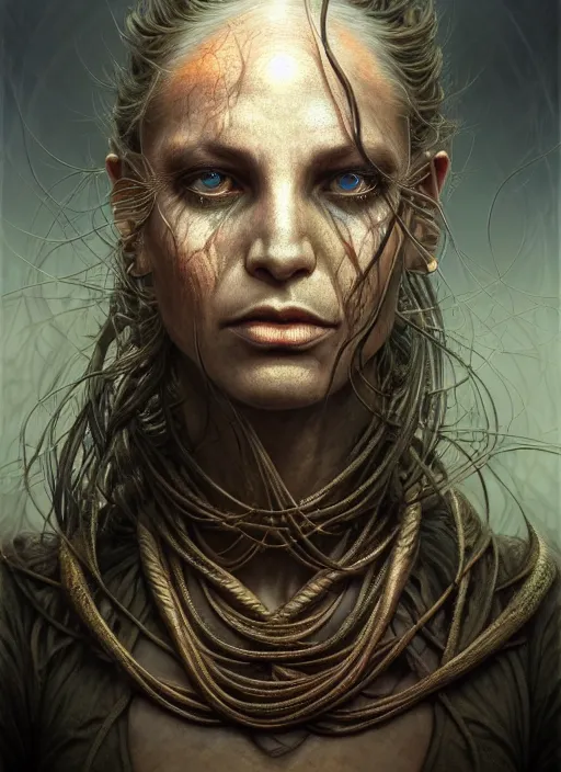 Image similar to closeup portrait shot of a striga in a scenic dystopian environment, intricate, elegant, highly detailed, centered, digital painting, artstation, concept art, smooth, sharp focus, illustration, artgerm, tomasz alen kopera, peter mohrbacher, donato giancola, joseph christian leyendecker, wlop, boris vallejo