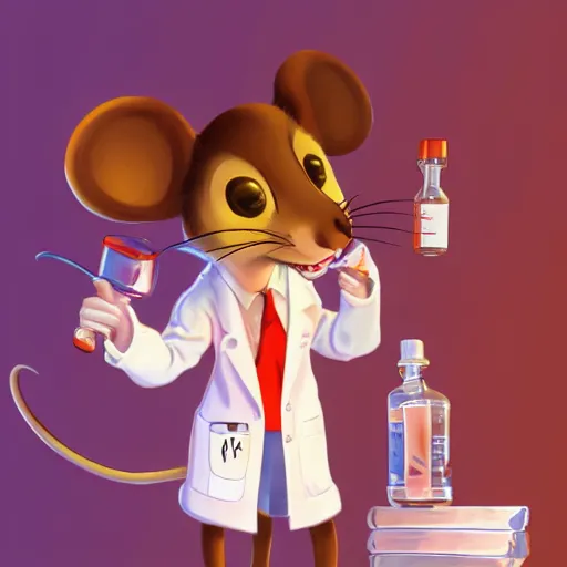 Prompt: anthropomorphic mouse furry girl in the lab coat catsing fireball, pixar style, concept art, character turnaround, trending on artstation, childrens illustrated storybook, by jay naylor, alphonse mucha and cory loftis and matthias lechner