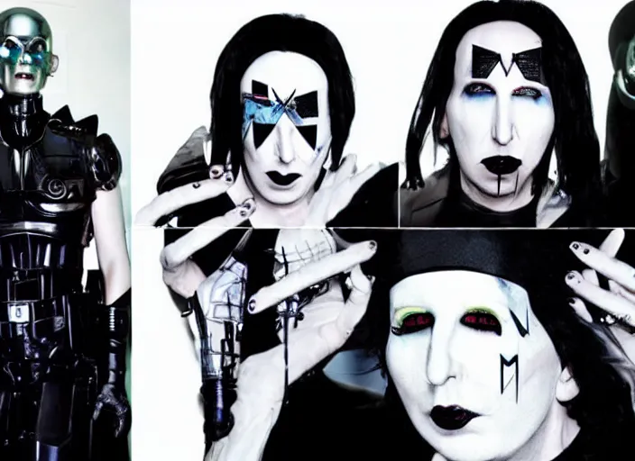 Image similar to marilyn manson robocop illuminati ritual