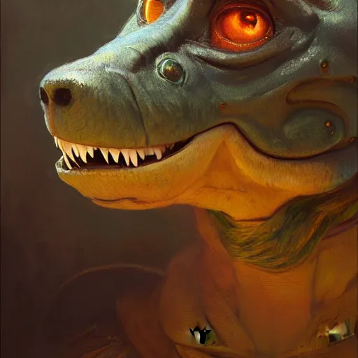 Prompt: a portrait of a beautiful female t - rex zootopia fursona furaffinity furry art detailed face painting by gaston bussiere craig mullins jc leyendecker gustav klimt artgerm greg rutkowski furry