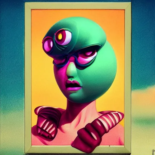 Image similar to Lofi vaporwave portrait tennis ball monster,chalk, Pixar style, Tristan Eaton, Stanley Artgerm, Tom Bagshaw