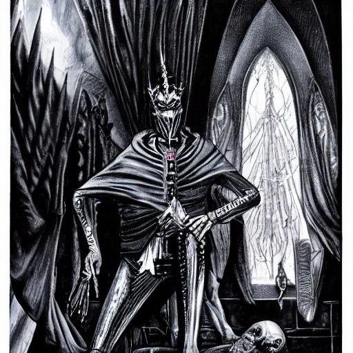 Image similar to Strahd von Zarovich taking Ireena, dramatic, realistic, detailed, wide shot, by H. R. Giger