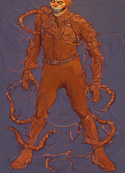 Prompt: powerful male, williem dafoe as jack pumpkinhead, full body character concept, art nouveau, super powers, fantasy, intricate, elegant, highly detailed, digital painting, artstation, concept art, shining, sharp focus, illustration, art by stanley lau