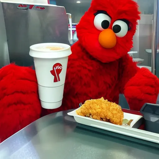 Image similar to photo of elmo at a KFC