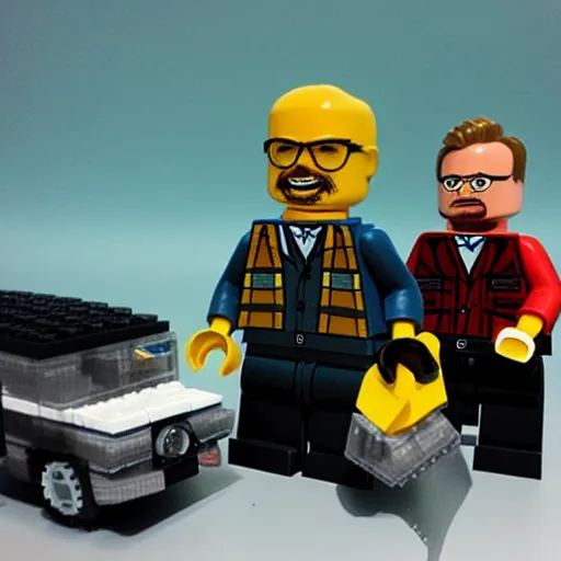 Image similar to breaking bad van and Walter White and Jesse pinkman as a lego set