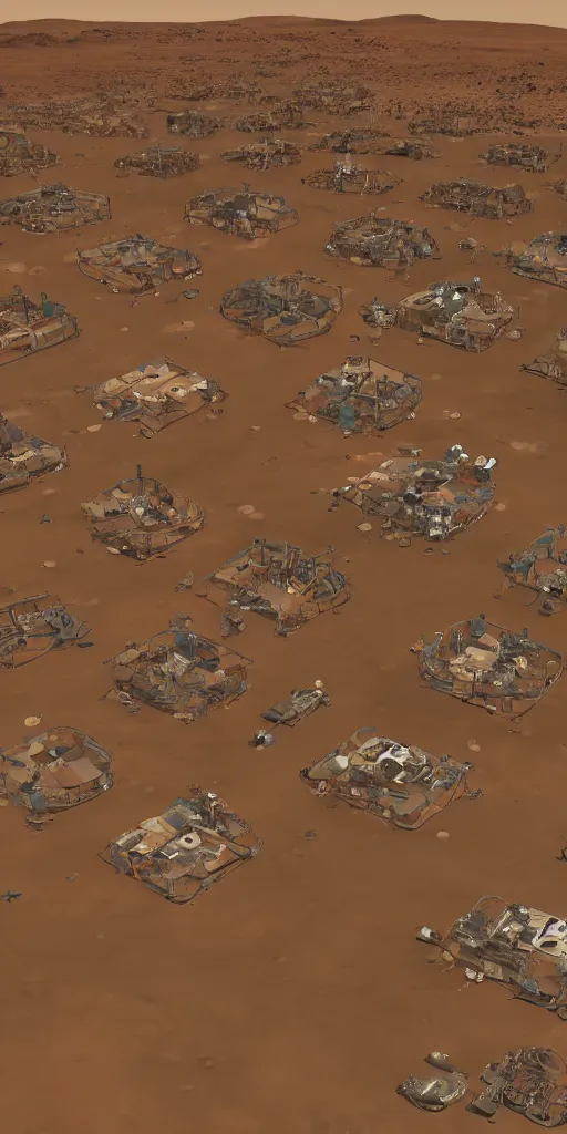 Prompt: a mars colony populated entirely by dogs, 8k, highly detailed